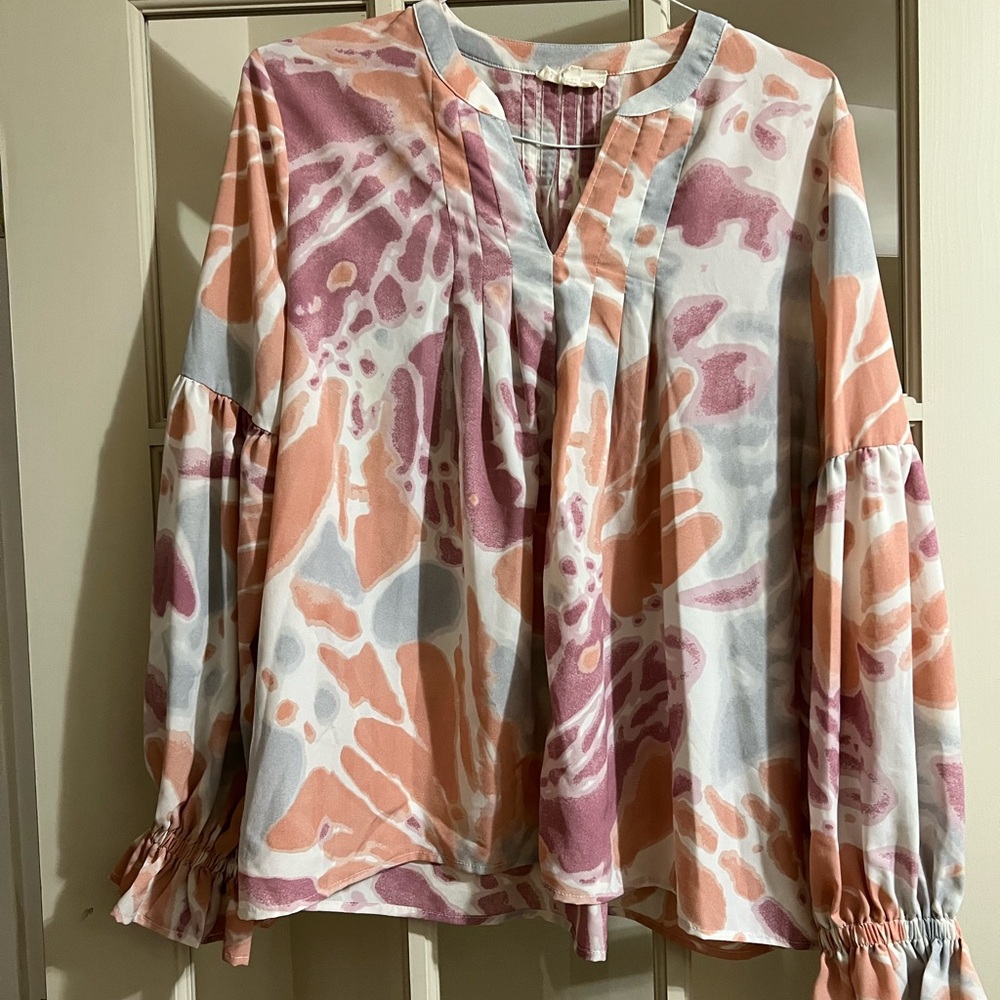 Entro Pink and Orange Patterned Blouse